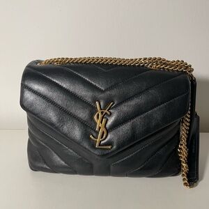 Yves Saint Laurent Black and Gold Crossbody Bag